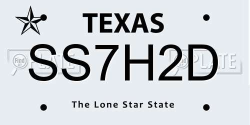 SS7H2D Texas License Plate