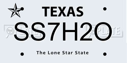 SS7H2O Texas License Plate