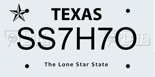 SS7H7O Texas License Plate