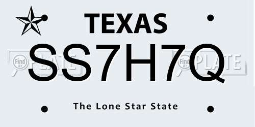 SS7H7Q Texas License Plate