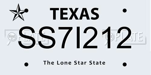 SS7I212 Texas License Plate
