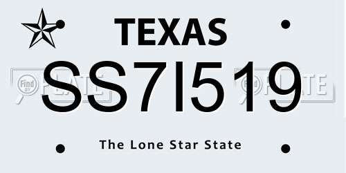 SS7I519 Texas License Plate
