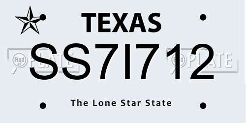 SS7I712 Texas License Plate