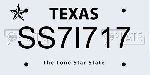 SS7I717 Texas License Plate