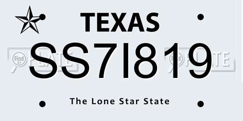 SS7I819 Texas License Plate