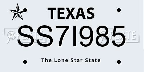 SS7I985 Texas License Plate