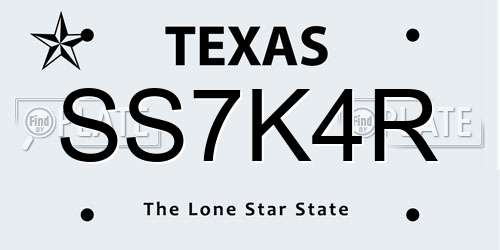 SS7K4R Texas License Plate