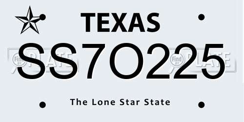 SS7O225 Texas License Plate
