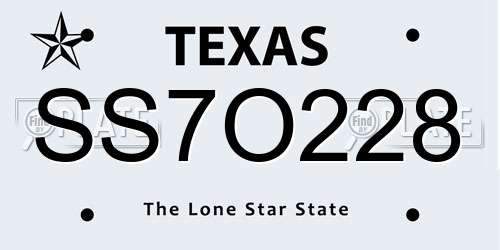 SS7O228 Texas License Plate