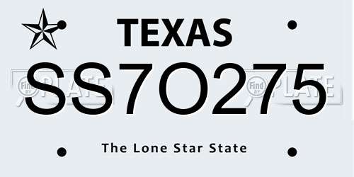 SS7O275 Texas License Plate