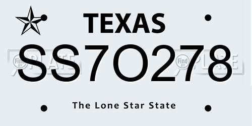 SS7O278 Texas License Plate