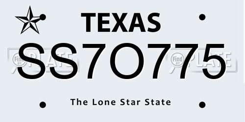 SS7O775 Texas License Plate