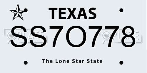 SS7O778 Texas License Plate