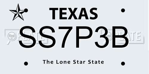 SS7P3B Texas License Plate