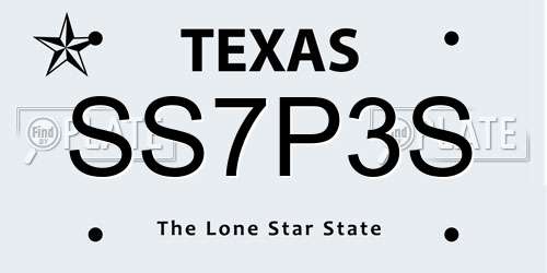 SS7P3S Texas License Plate
