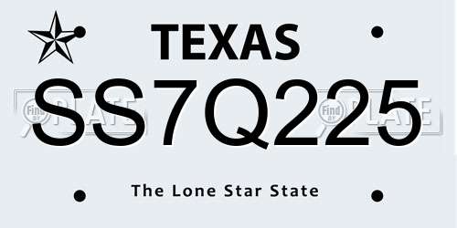 SS7Q225 Texas License Plate