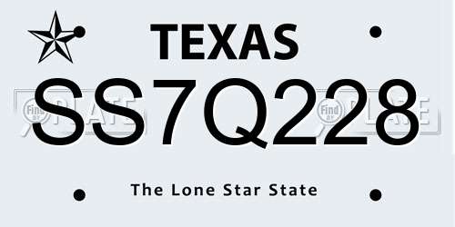 SS7Q228 Texas License Plate