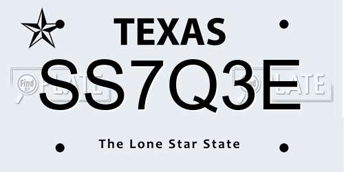 SS7Q3E Texas License Plate