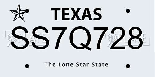 SS7Q728 Texas License Plate