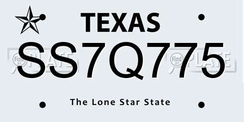 SS7Q775 Texas License Plate