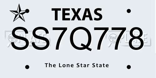SS7Q778 Texas License Plate