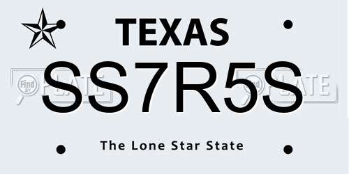 SS7R5S Texas License Plate