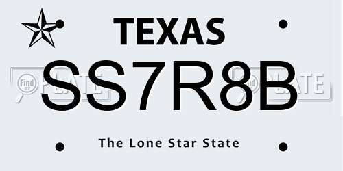 SS7R8B Texas License Plate