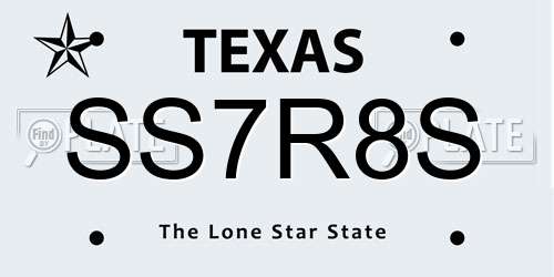 SS7R8S Texas License Plate