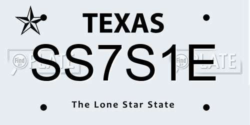 SS7S1E Texas License Plate