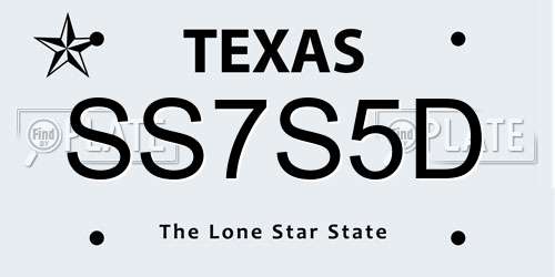 SS7S5D Texas License Plate