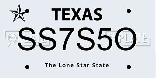 SS7S5O Texas License Plate