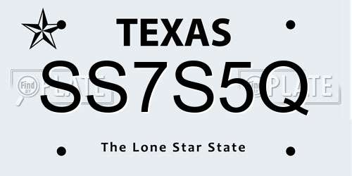SS7S5Q Texas License Plate
