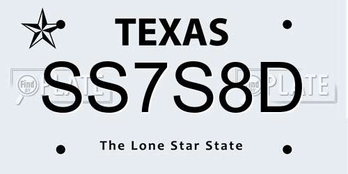 SS7S8D Texas License Plate