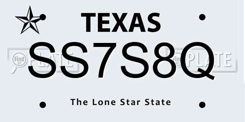 SS7S8Q Texas License Plate
