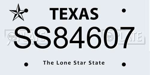 SS84607 Texas License Plate