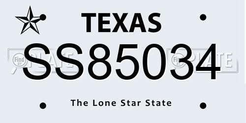 SS85034 Texas License Plate