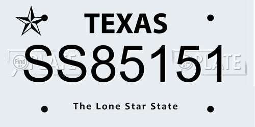 SS85151 Texas License Plate