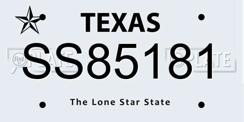 SS85181 Texas License Plate