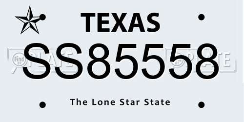 SS85558 Texas License Plate