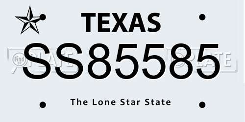 SS85585 Texas License Plate
