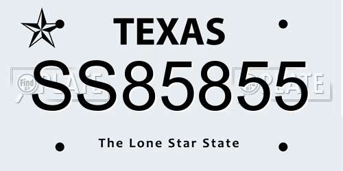 SS85855 Texas License Plate
