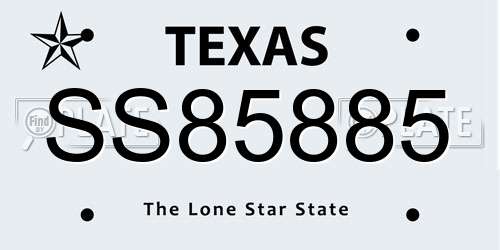 SS85885 Texas License Plate