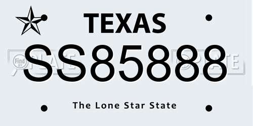 SS85888 Texas License Plate