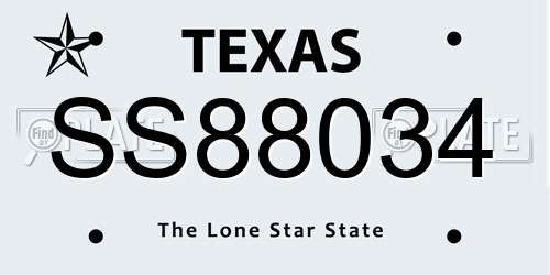 SS88034 Texas License Plate