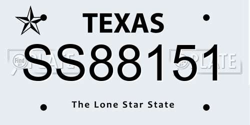 SS88151 Texas License Plate
