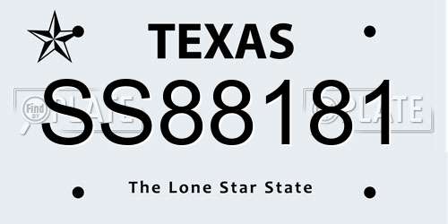SS88181 Texas License Plate