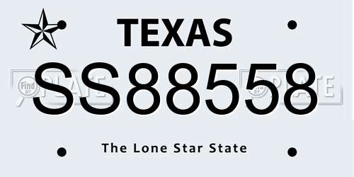 SS88558 Texas License Plate