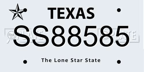 SS88585 Texas License Plate