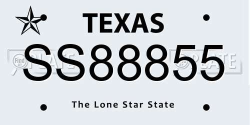 SS88855 Texas License Plate
