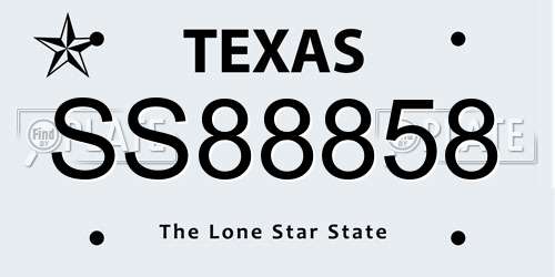 SS88858 Texas License Plate